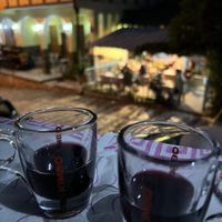 Welcome drink (very sweet with intense clove flavour)  at Taverna Tradicionale in Gjirokaster