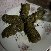 Stuffed wineleaves (there were six originally)  at Taverna Tradicionale in Gjirokaster