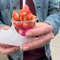 Current vegan sundae option (Strawberry Pie) with new supplier of the ice cream (Churned) at Dairy Bar in Halifax