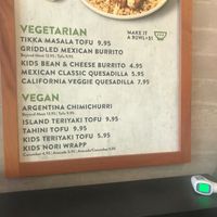 Vegan/vegetarian menu at World Wrapps in San Francisco