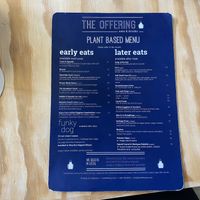 Plant based menu at The Offering in Greytown