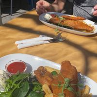 Banana blossom fish and chips (large portion) you can get one piece option also  at The Offering in Greytown