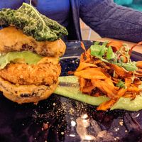 Tempura mushroom burger at Greenhouse Canteen + Bar in Columbus