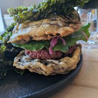 Mushroom cheesburger at Greenhouse Canteen + Bar in Columbus