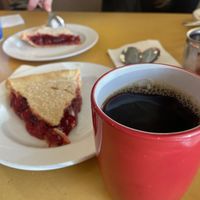 Vegan cherry pie and unlimited $3 coffee  at Twede's Cafe in North Bend