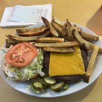 Burger with beef-style patty, vegan cheese, and vegan mayo.   at Twede's Cafe in North Bend