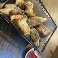Fried dumplings - tastes store bought 😔  at Leaf Corner 慈素 - Tai Seng in Central Singapore