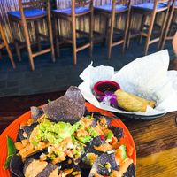 Vegan Nachos and Veggie Rolls  at The Honu in Dunedin