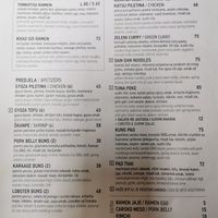 Menu (17th of August) at Swanky Monkey Garden in Zagreb