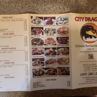 Menu at City Dragon in San Diego