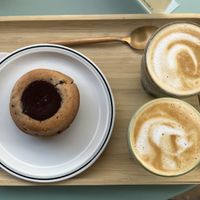 Oat cappuccino and cupcake  at Michel MaBelle in Bordeaux