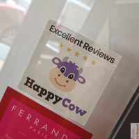 Happy cow sticker given at Michel MaBelle in Bordeaux