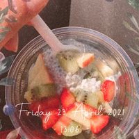 Chia pudding with fresh strawberries ! at Eve, la sandwicherie végétale in Paris