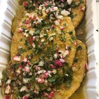 Potato tlacoyos (no cheese) at Culturas Hidalgo y Oaxaca Restaurant in Salinas