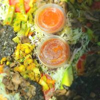 Tlayuda Vegana (bean, avocado, cabbage tostada) at Culturas Hidalgo y Oaxaca Restaurant in Salinas