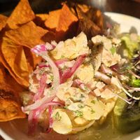 Causa Acervichada (using hearts of palm and artichoke hearts instead of seafood). at Cloak & Dagger in Cleveland