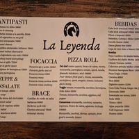 Menu at La Leyenda de L'Antico Forno in Puerto Viejo De Talamanca
