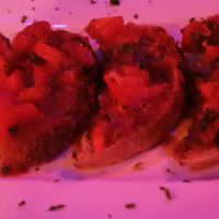 Brusquetas de tomate at La Leyenda de L'Antico Forno in Puerto Viejo De Talamanca