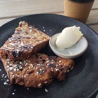 vegan date and walnut loaf with dairy free butter at Urban Eatery & Cafe in Broadbeach