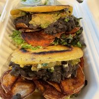 frijoles y papas arepas  at Planted PDX in Portland
