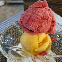 Raspberry and passion fruit gelato at Pizzeria Spaghetteria Toscana in Koh Chang