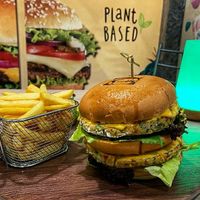 Double vege burger at Just Vegan - Marina Walk Pearl in Dubai