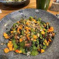 With a green smoothie  at PALÆO in Copenhagen