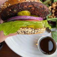 Black bean burger at The Freight Shed in Baddeck