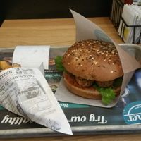 Falafel burger (now uses a real patty) at The Butcher in Dietlikon