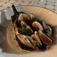 Roasted eggplant with fresh figs- amazing! at Fatima 7 Rooftop in San Miguel De Allende