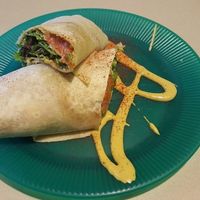 We got the avocado melt,  no cheese with the Vegan sauce. Delicious!  at Maggie's in Lincoln