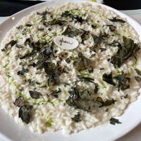 Risotto with chestnut cream and cavolo nero crisps  at efrem in Turin