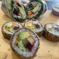 Vegan salad roll and fried rolls  at Yuzu Sushi in Bathurst