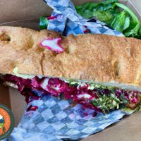Vegan tofu sandwich special  at Snapdragon in Vashon Island