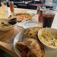 All vegan! Dunedin Dave pizza, garlic knots, beyond sausage Sammie  at Corvo Bianco Wood Fired Cookery in Dunedin