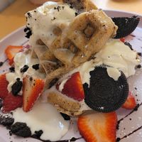 Waffles at Plant Vibes Cafe in Bowen Hills