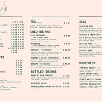 Menu at Plant Vibes Cafe in Bowen Hills