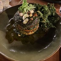 Portobello & tomato pesto tower  at SER Restaurante in Nosara