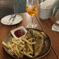 Squash and sage melt sandwich. Along with my aperol spritz   at SER Restaurante in Nosara