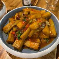 Braised Eggplant with chilli saucee  at Green Sprouts Vegetarian in Neutral Bay