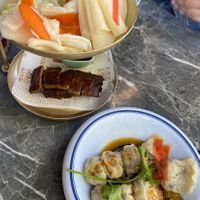 Peking duck and dumplings   at Green Sprouts Vegetarian in Neutral Bay