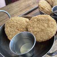 Vegan Fried Green Tomatoes  at Cafe Koa & Market in Southport
