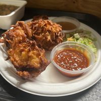 Onion bhajis  at Indian Food Hawker in Doncaster