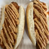 3-1-3 dogs (chili cheese dogs - usually come with onion but I I ordered it without) at Frankly Plant Based Kitchen in Toledo