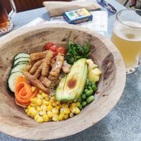 Chicken poke bowl at El Garaje in Valencia