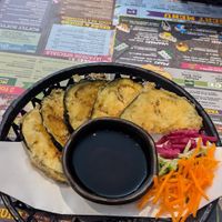 Aubergine tempura at Sakushi in Sheffield