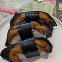 Aubergine nigiri at Sakushi in Sheffield