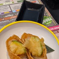 Avocado tempura inari at Sakushi in Sheffield