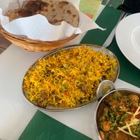 Roti and mushroom rice  at Mint Leaf in Benalmadena