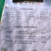 Maxico drink menu 10/2020 at Maxico in Los Barriles